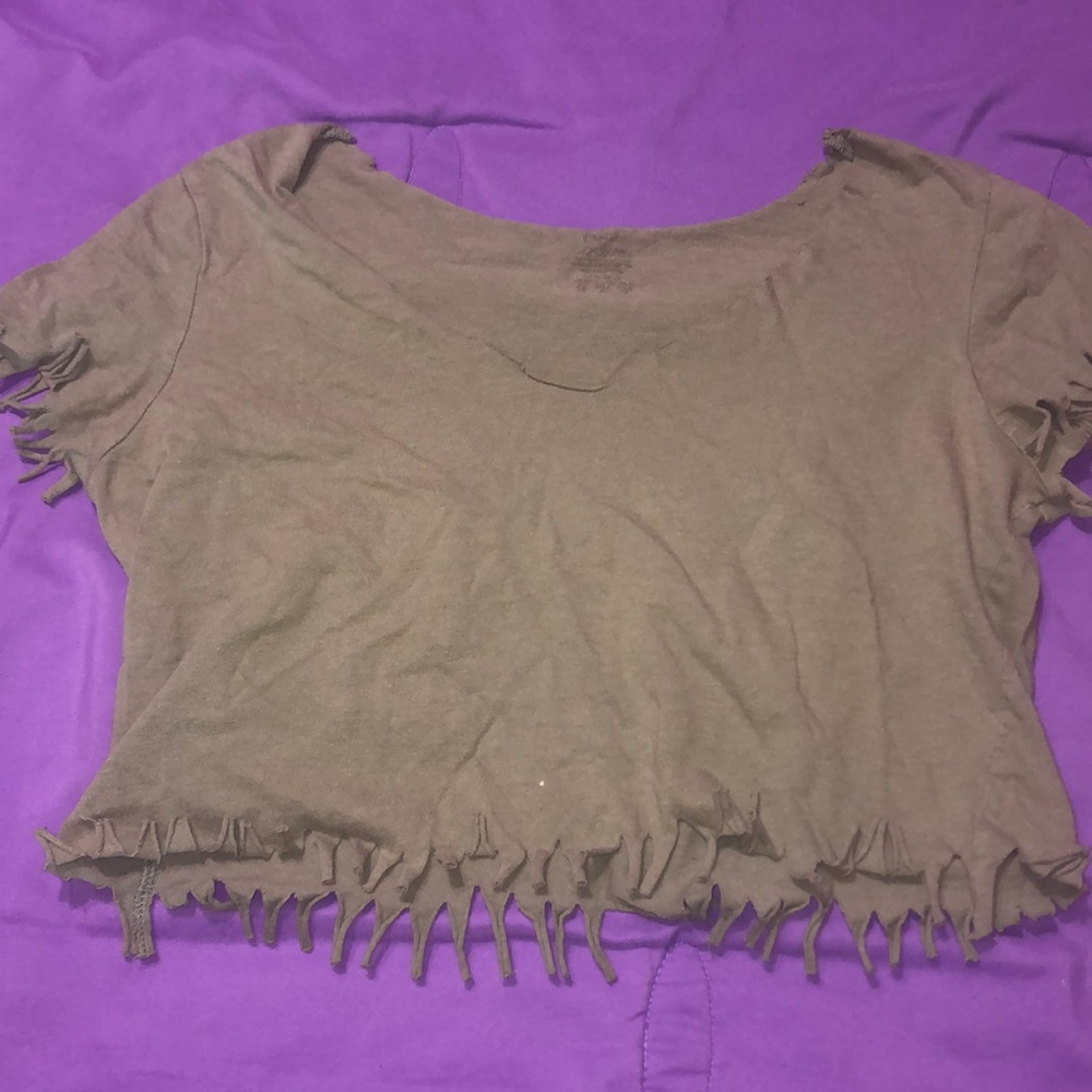 Up-cycled Army Green Crop Top